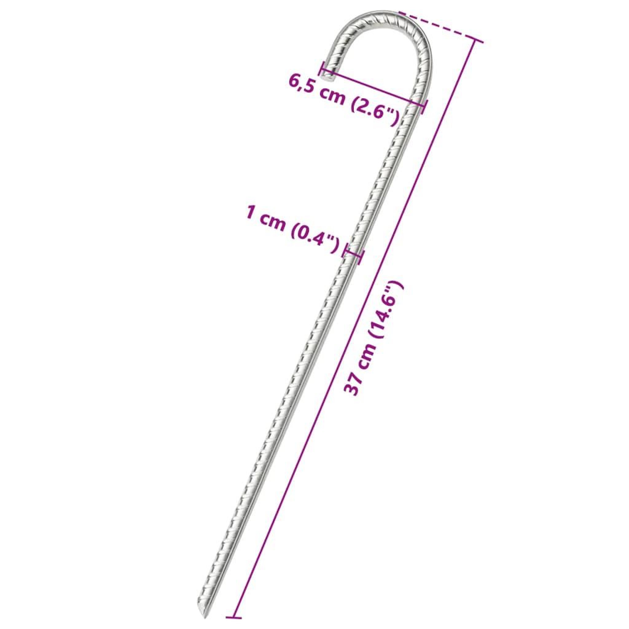 Voir la diapositive 6 : VIDAXL Piquets de tente 6 pcs 37 cm Ø10 mm acier galvanise