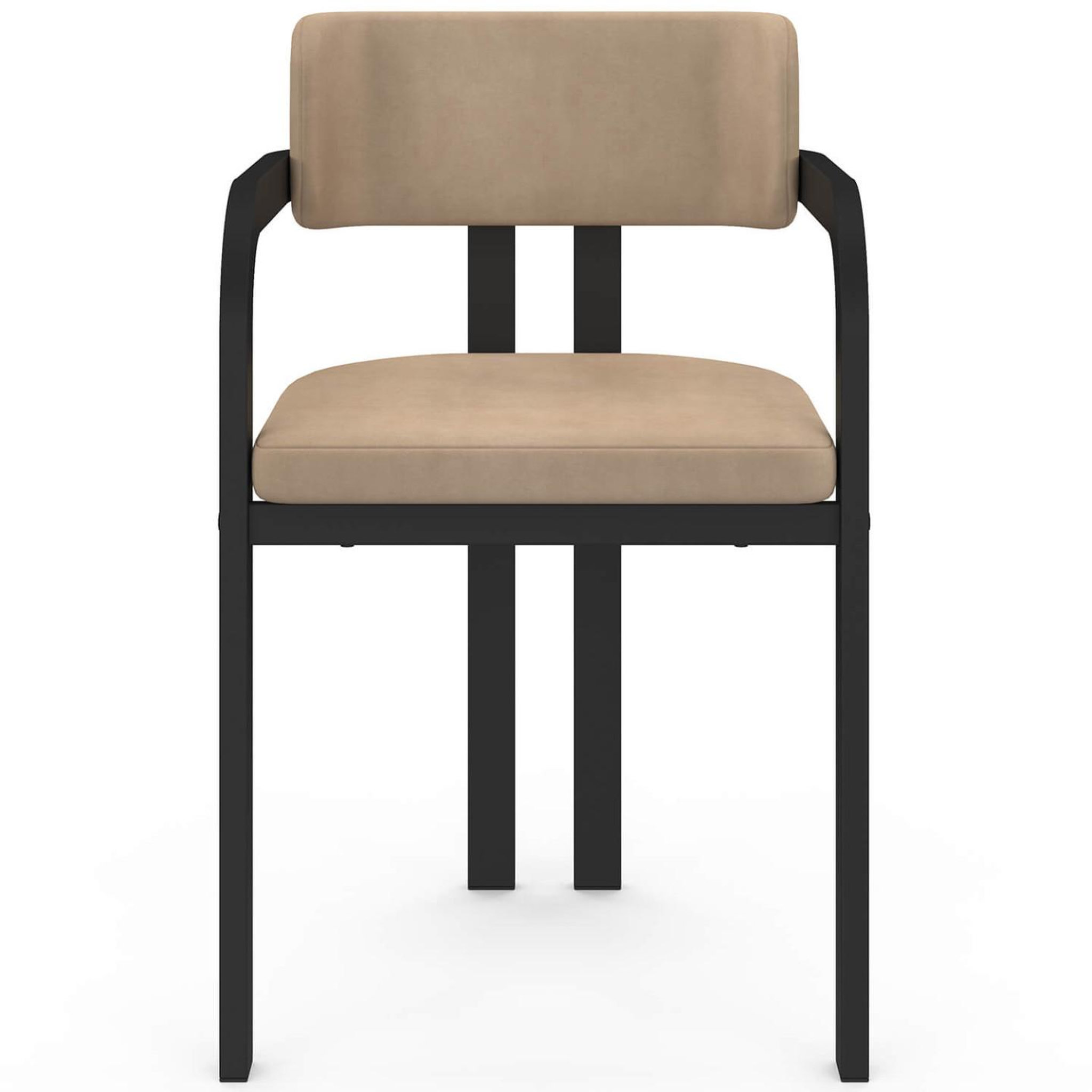 Voir la diapositive 3 : ID MARKET Lot de 4 chaises de salle à manger, fauteuils de table esma en métal noir et velours taupe avec accoudoirs