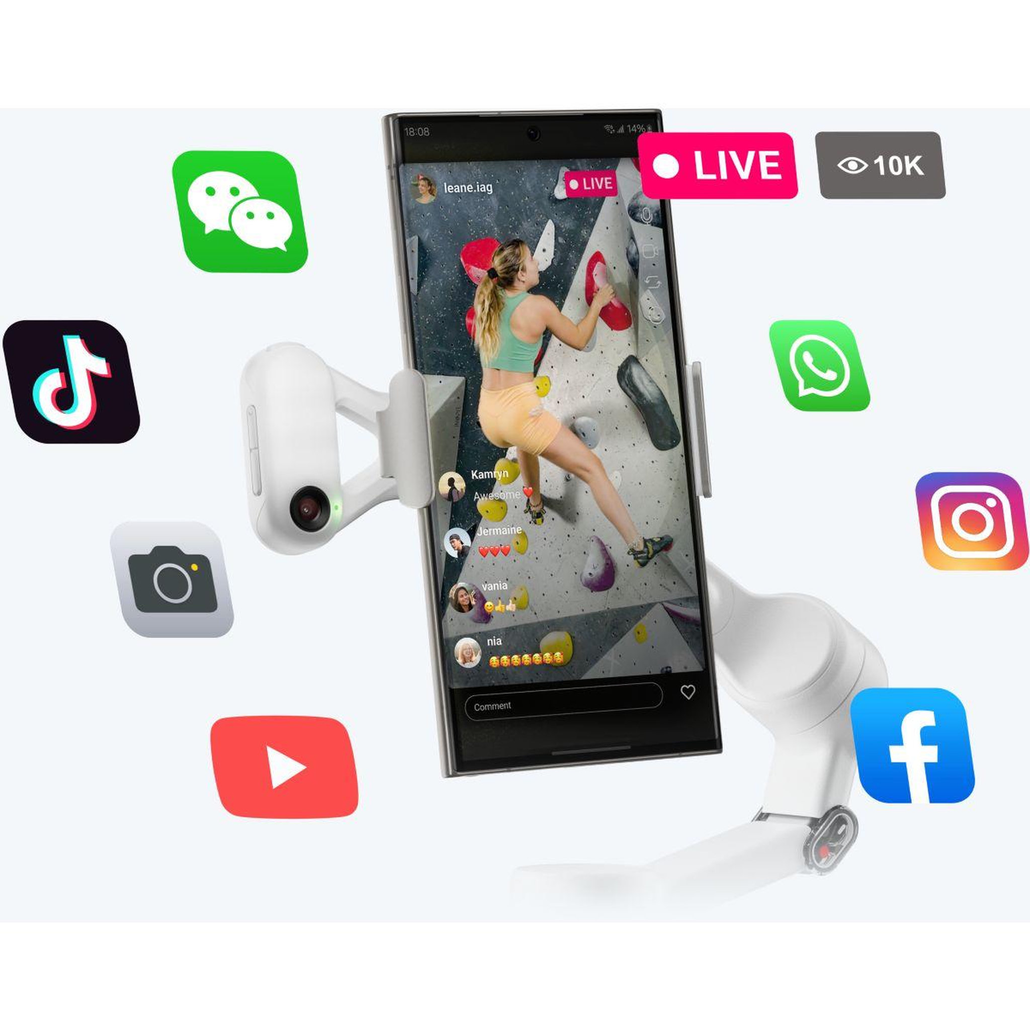 Voir la diapositive 2 : INSTA360 Stabilisateur flow 2 ai tracker bundle summit white