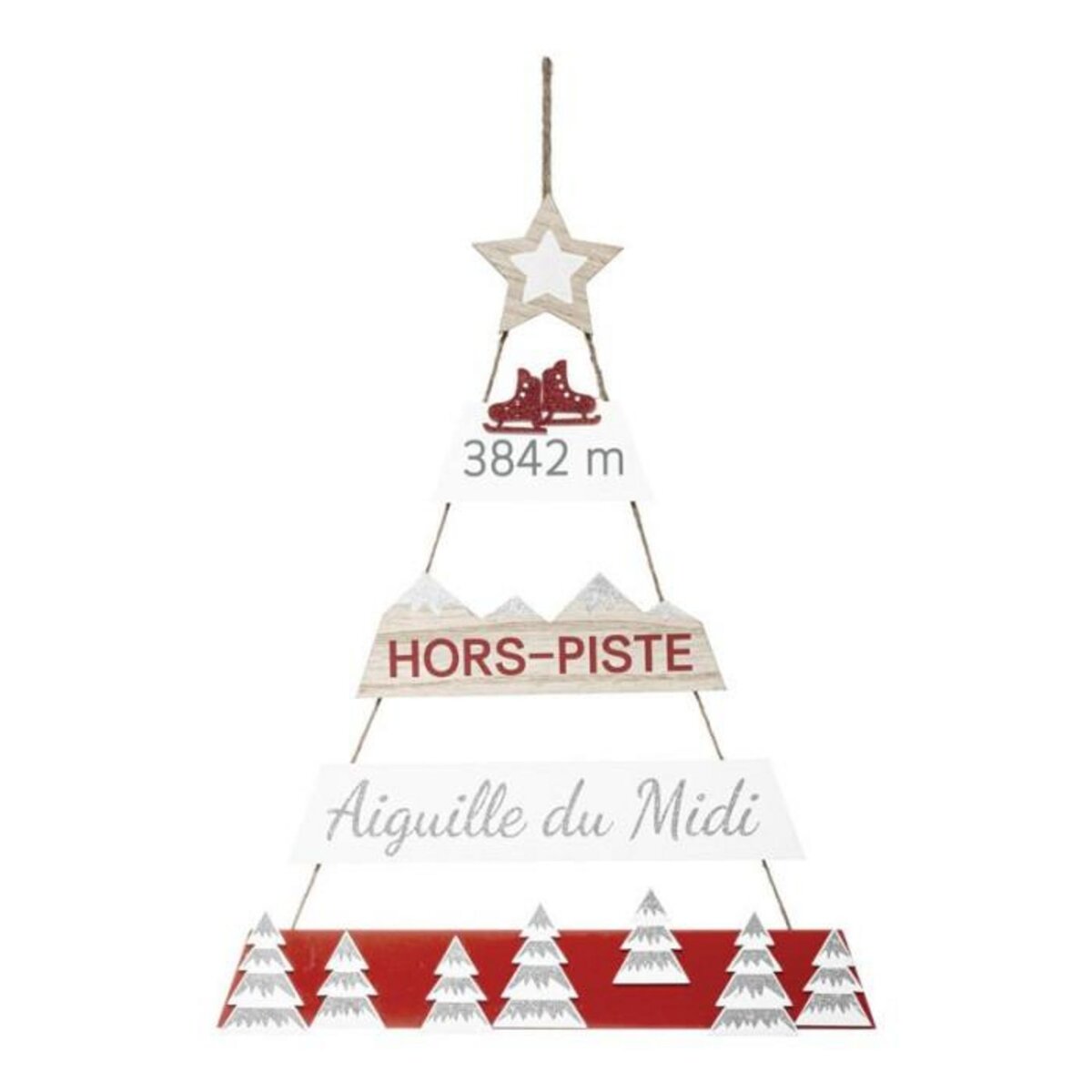 FEERIC LIGHT & CHRISTMAS Pancarte Murale  Étoile  70cm Rouge & Blanc