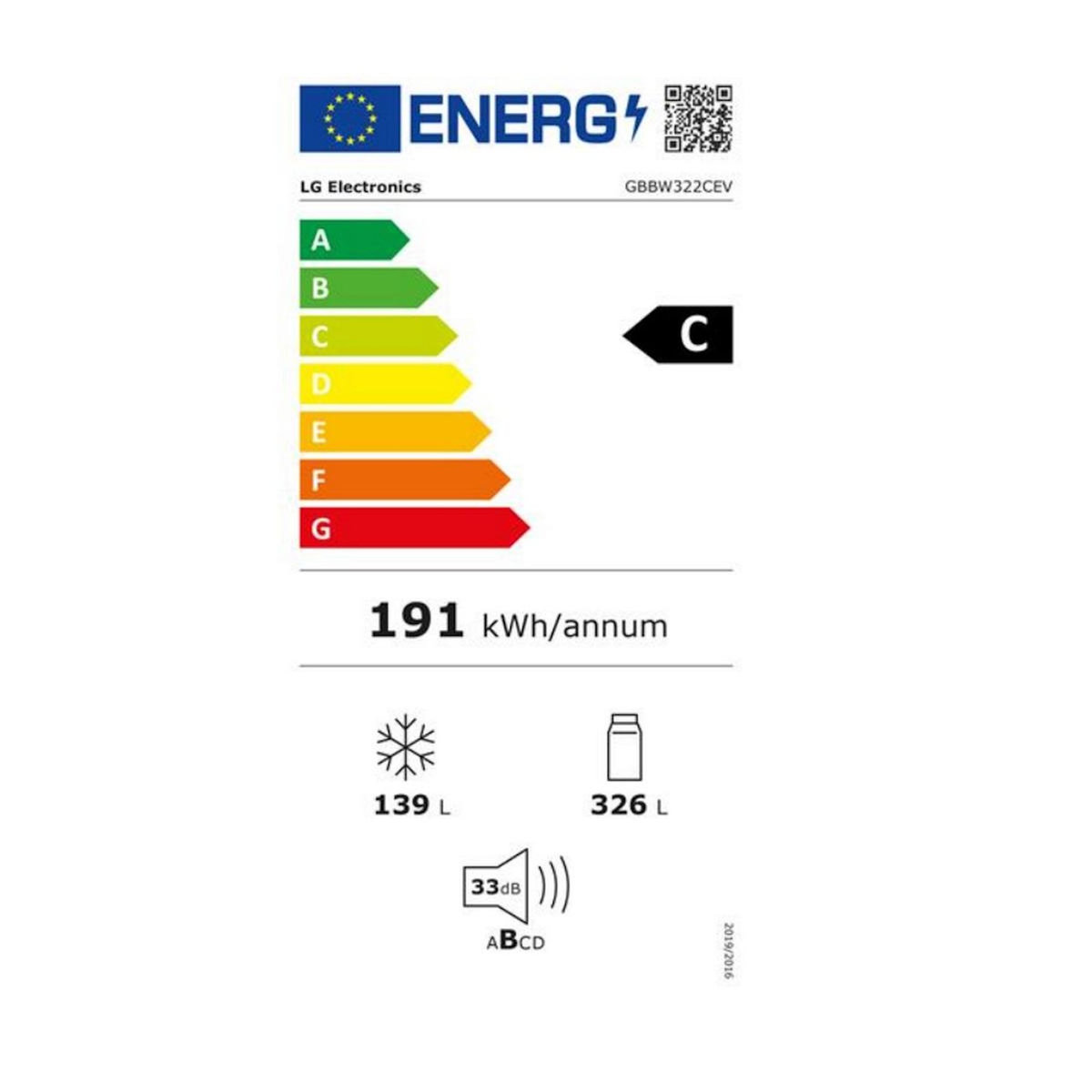 LG Réfrigérateur combiné 69.7cm 279l noir mat - GBBW322CEV