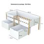 Voir la diapositive 4 : Ensemble Lit enfant mi hauteur 90X190cm avec échelle et 2 tiroirs + sommier ZEPHIR + matelas 90 x190 cm DIONE