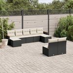 VIDAXL Salon de jardin 9 pcs avec coussins noir resine tressee