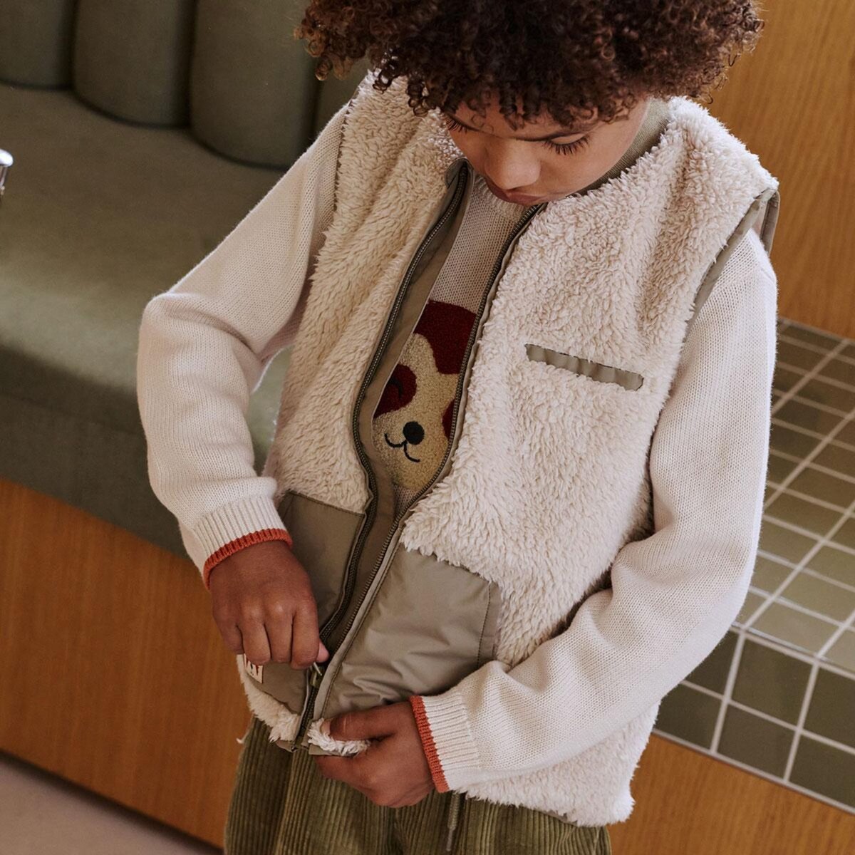 Petit Béguin Veste sans manches enfant en sherpa Gustin