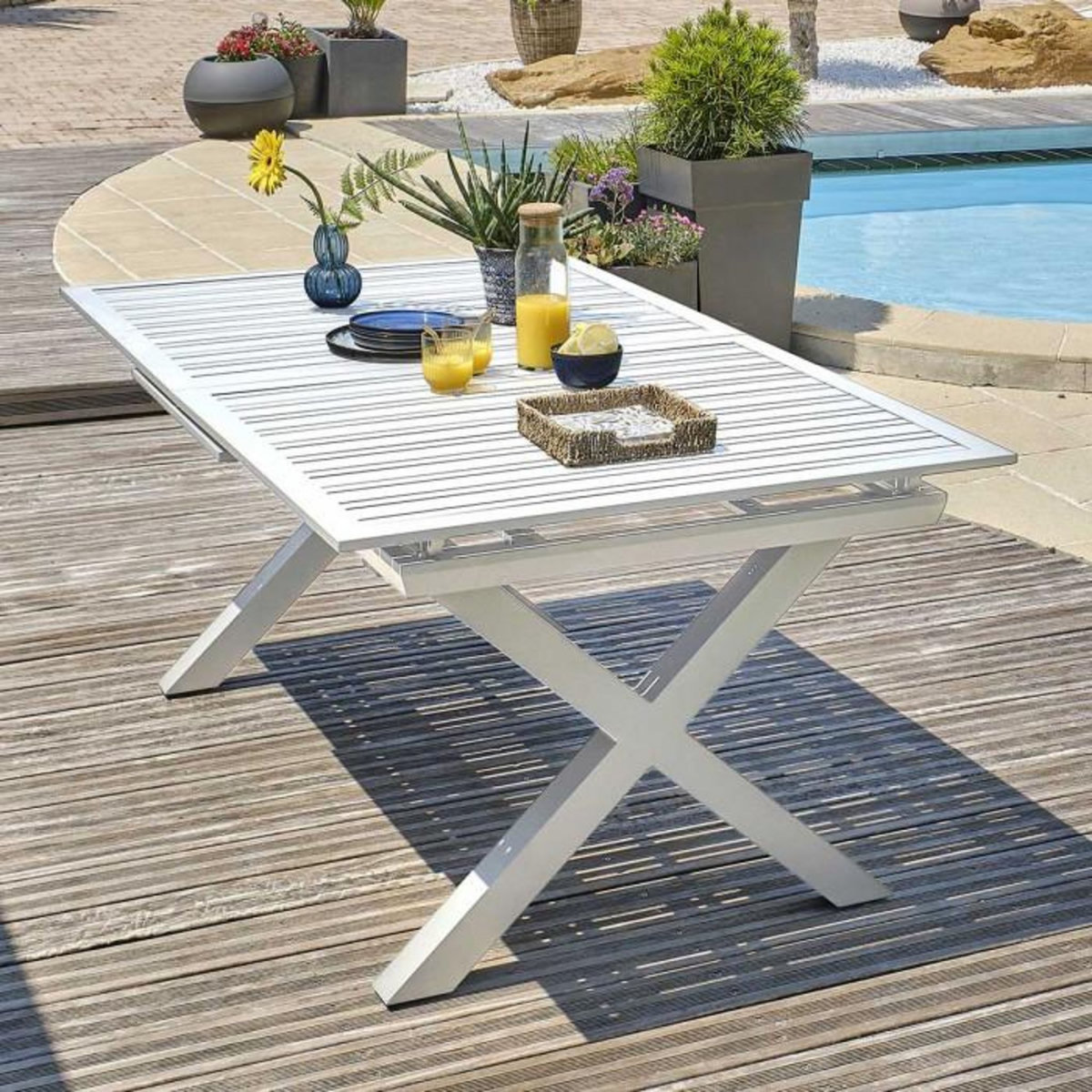 Paris Prix Table de Jardin Extensible  Floride  180-240cm Blanc