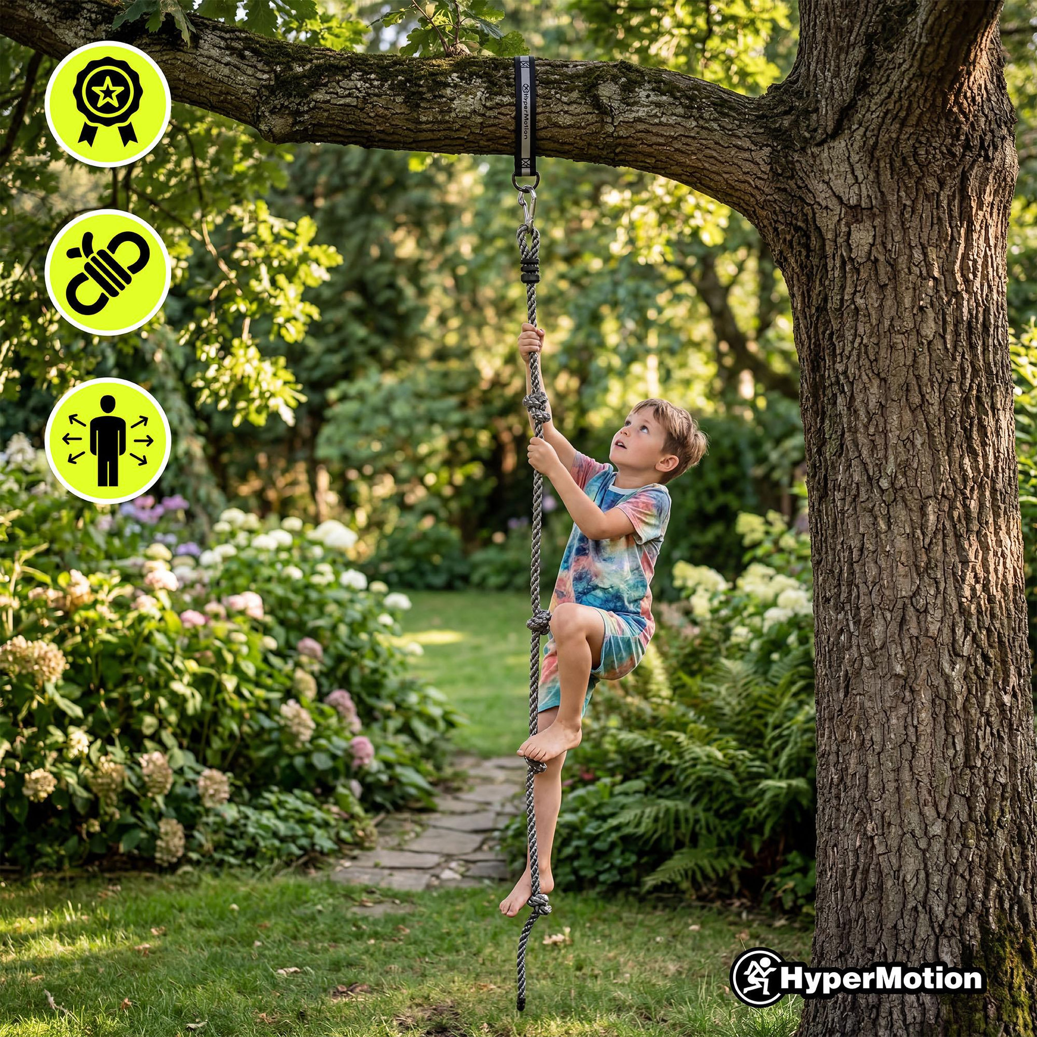 Voir la diapositive 5 : HYPERMOTION Kit de gymnastique 6-en-1 HyperMotion avec échelle en bois, balançoire et trapèze