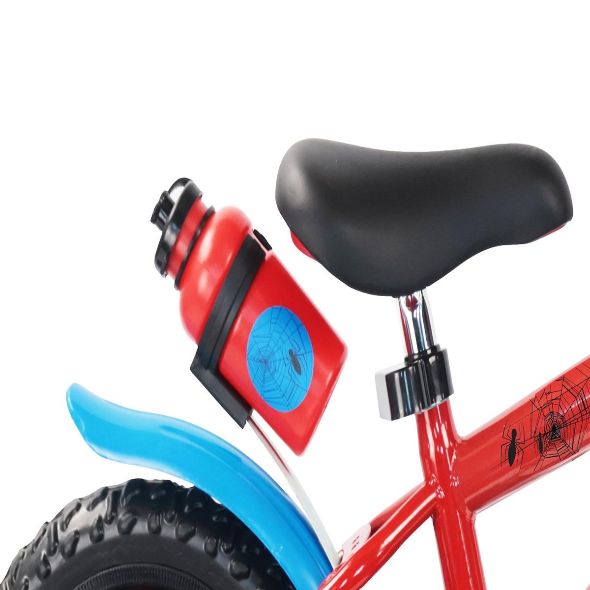 Marvel Vélo enfant 12'' Spiderman ( <90 cm) avec 1 frein, plaque avant décorative , bidon arrière, stabilisateurs & pneus increuvables