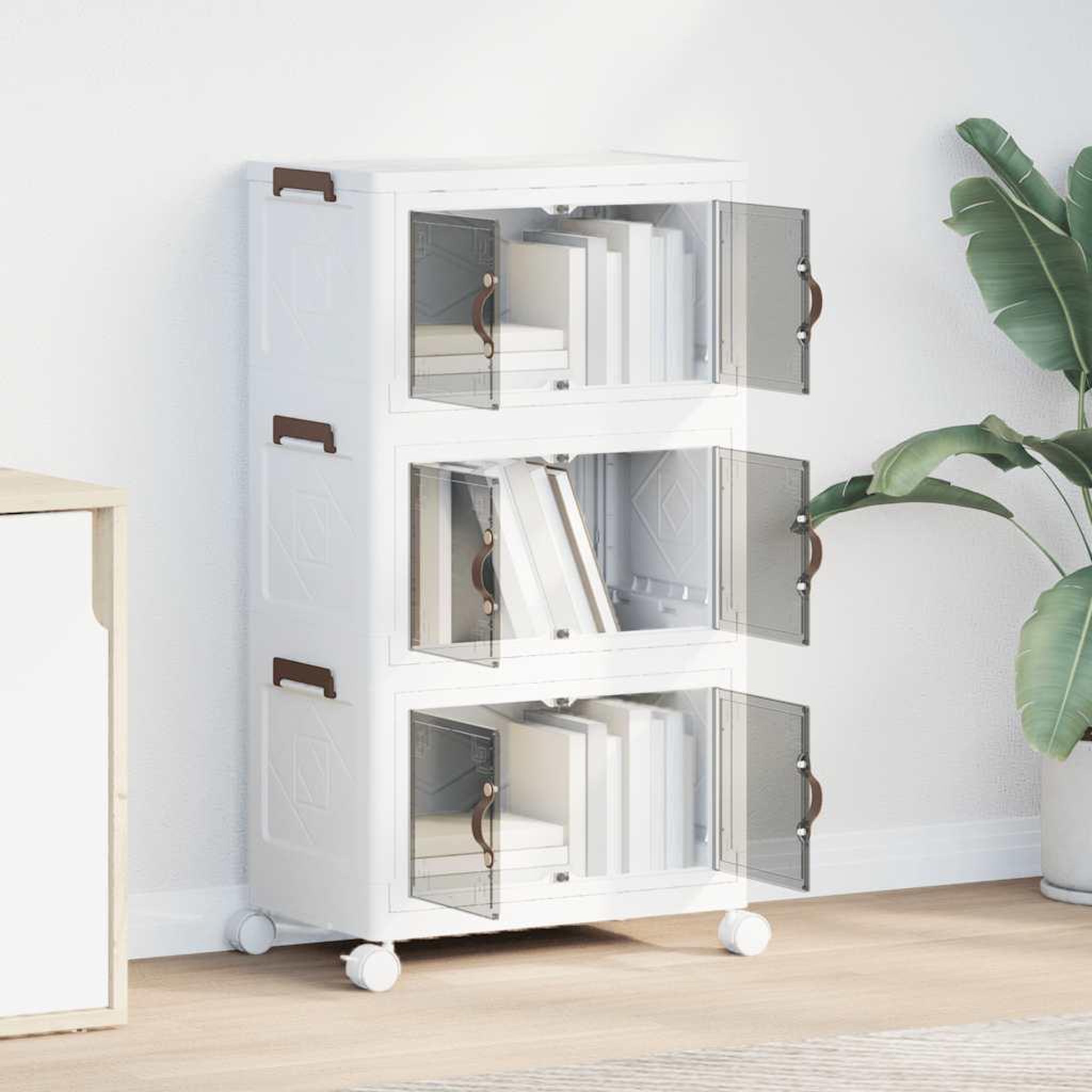Voir la diapositive 3 : VIDAXL Boîte de rangement empilable avec roues a 3 niveaux 28 L