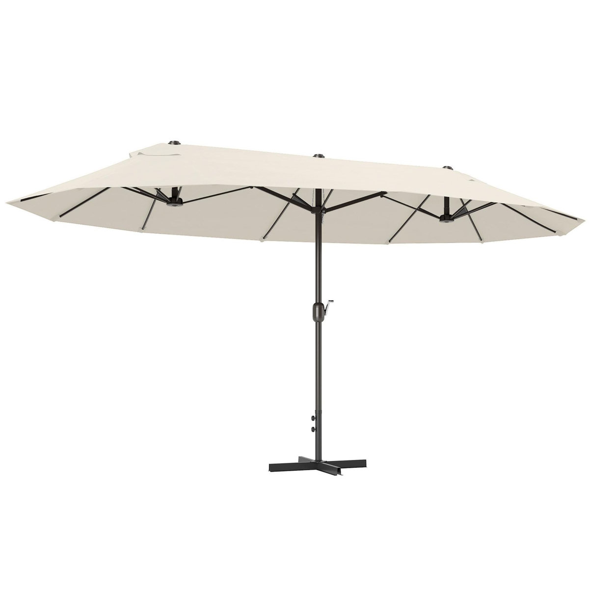 OUTSUNNY Parasol de jardin XXL parasol grande taille 4,6L x 2,7l x 2,4H m ouverture fermeture manivelle acier polyester haute densité crème
