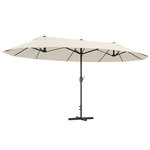 OUTSUNNY Parasol de jardin XXL parasol grande taille 4,6L x 2,7l x 2,4H m ouverture fermeture manivelle acier polyester haute densité crème