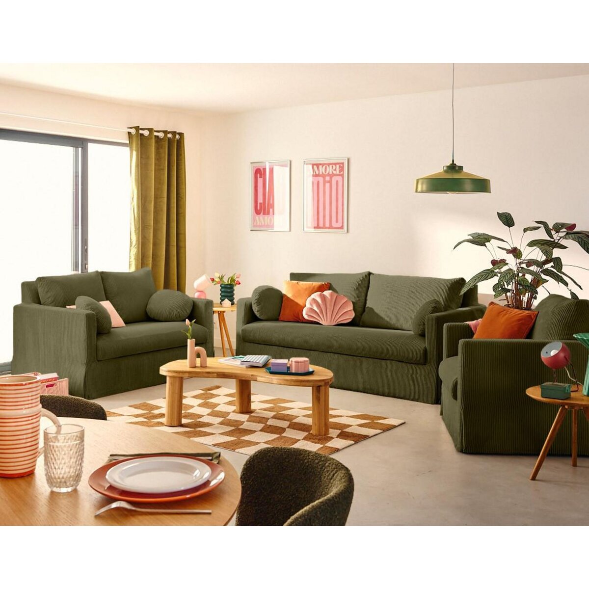 LISA DESIGN Serena - canapé droit déhoussable 2 places en velours côtelé