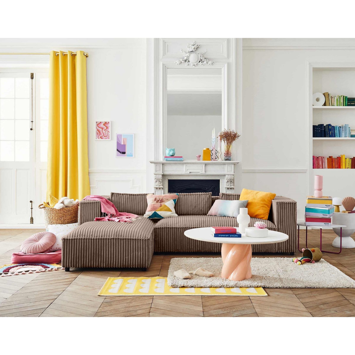 LISA DESIGN Stella - canapé d'angle gauche - 4 places - en velours côtelé grosses côtes