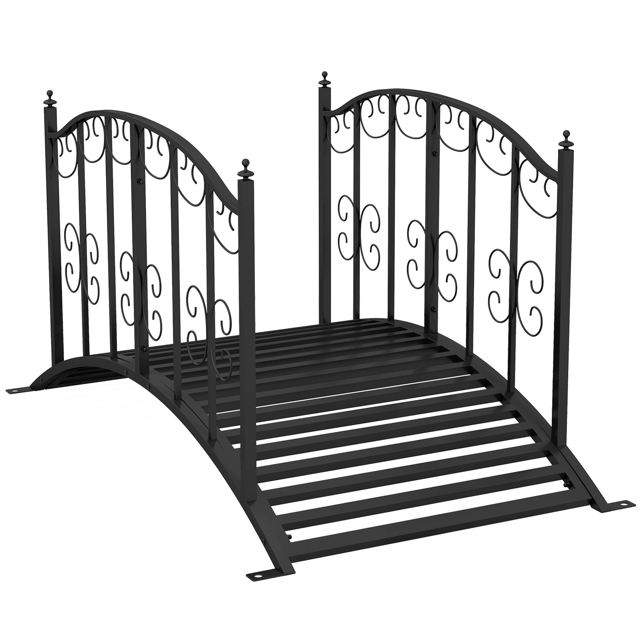 OUTSUNNY Pont de jardin métal noir style antique garde-corps latéraux max. 120 Kg