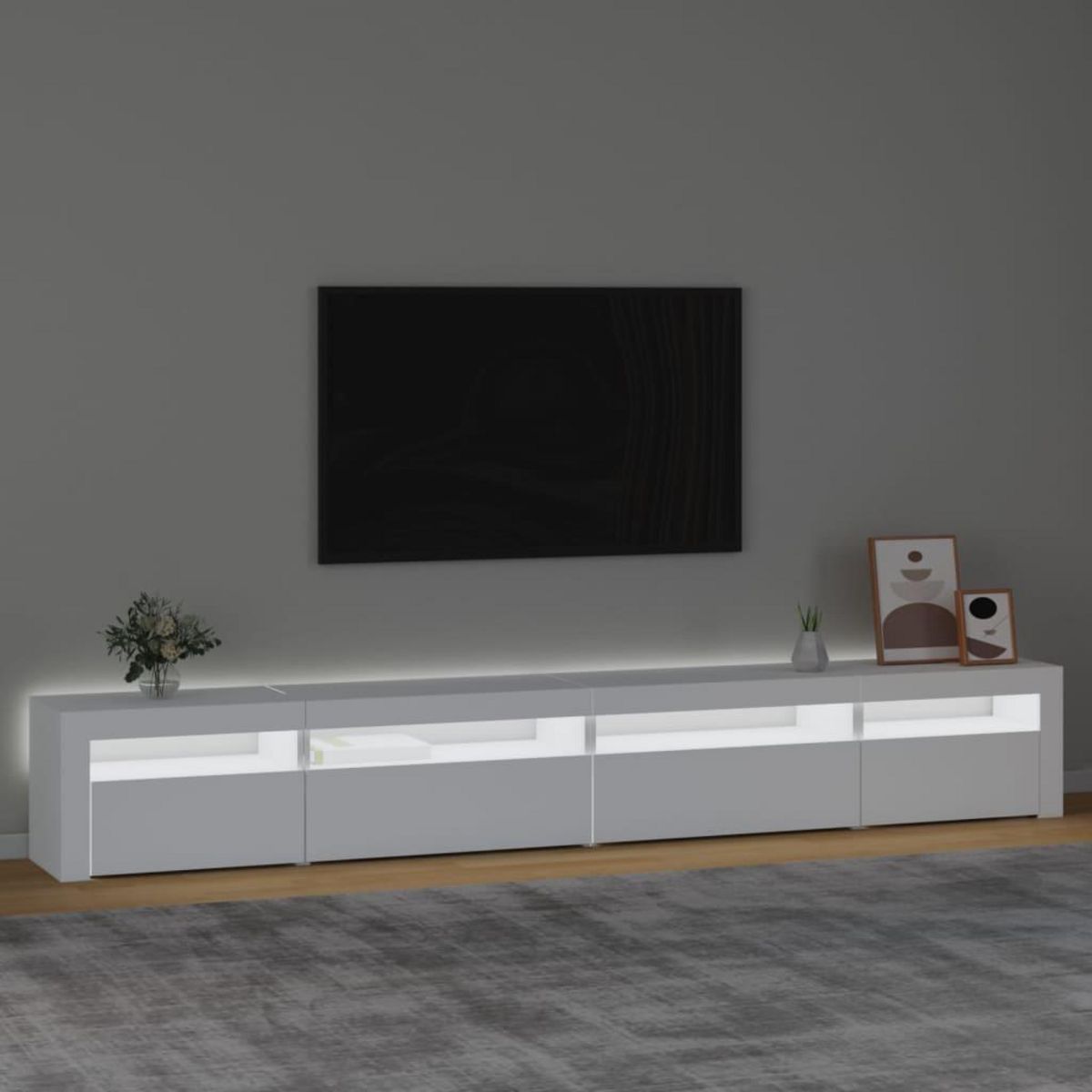 VIDAXL Meuble TV avec lumieres LED Blanc 270x35x40 cm
