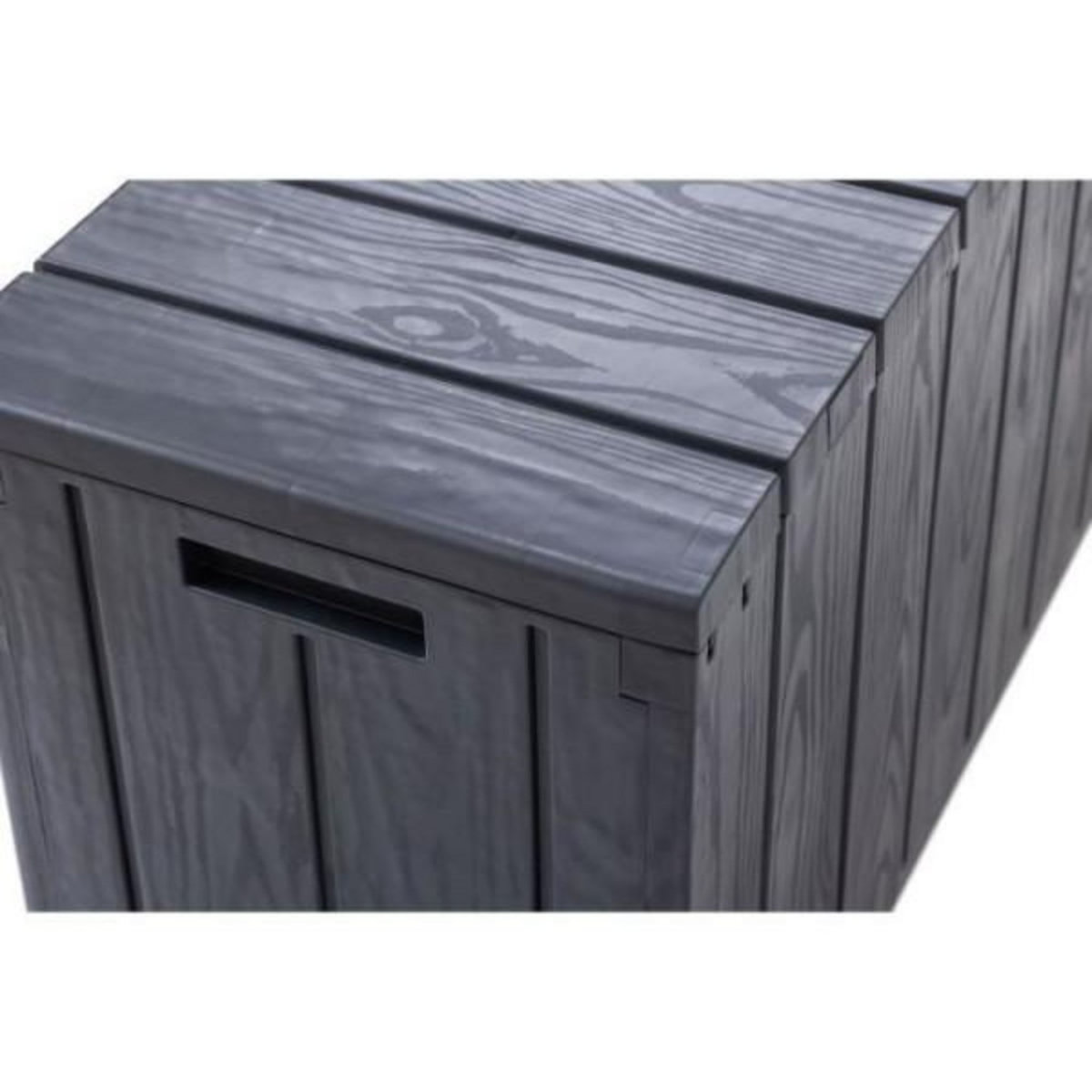 Toomax Coffre de jardin / Banc robuste et vérouillable en résine 270L 117,5x45x56 cm gris anthracite