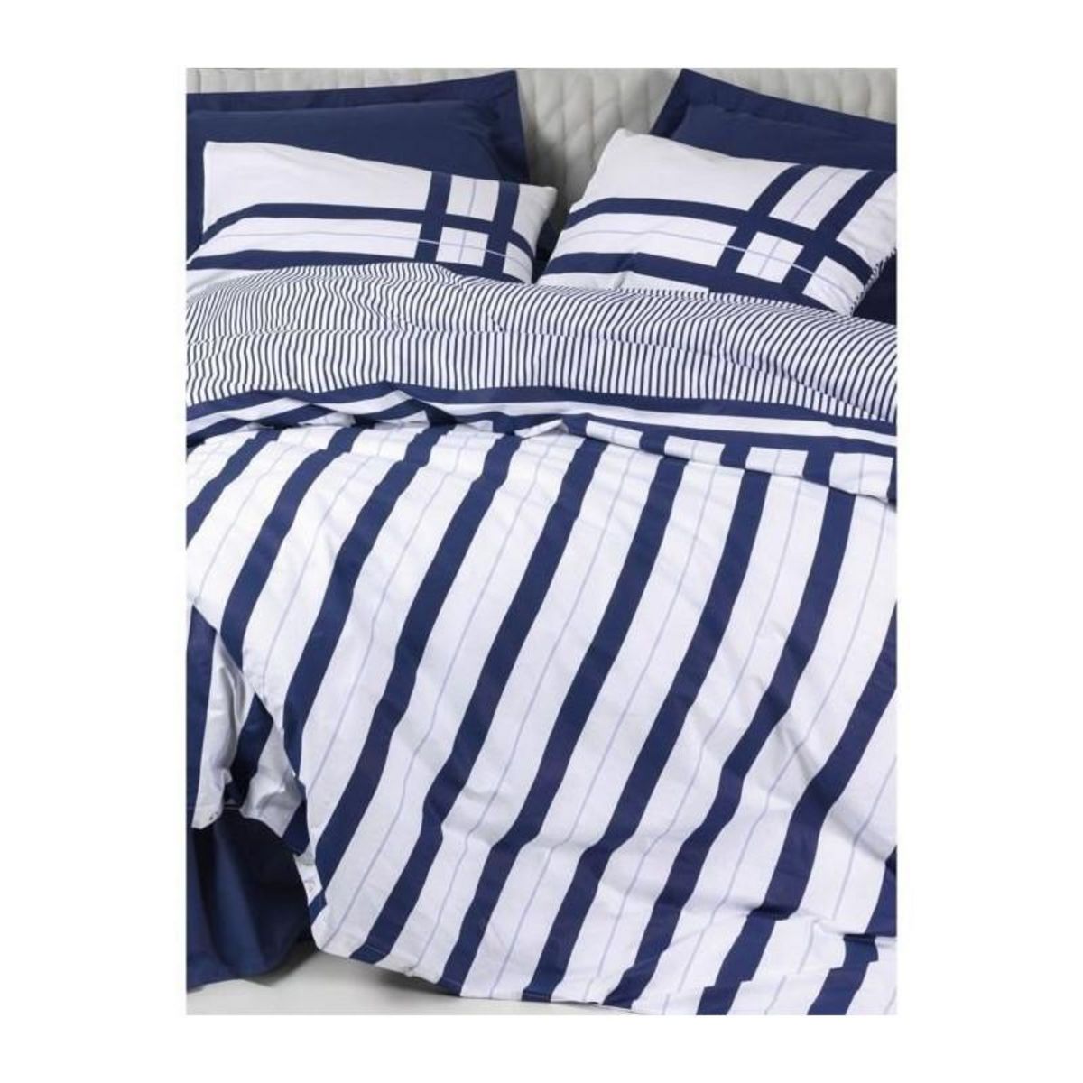 GENERIQUE Parure de lit - 129CTN64487 - 1 housse de couette 220 x 240 cm + 2 taies d'oreiller 60 x 60 cm - 100% coton ranforcé - Bleu