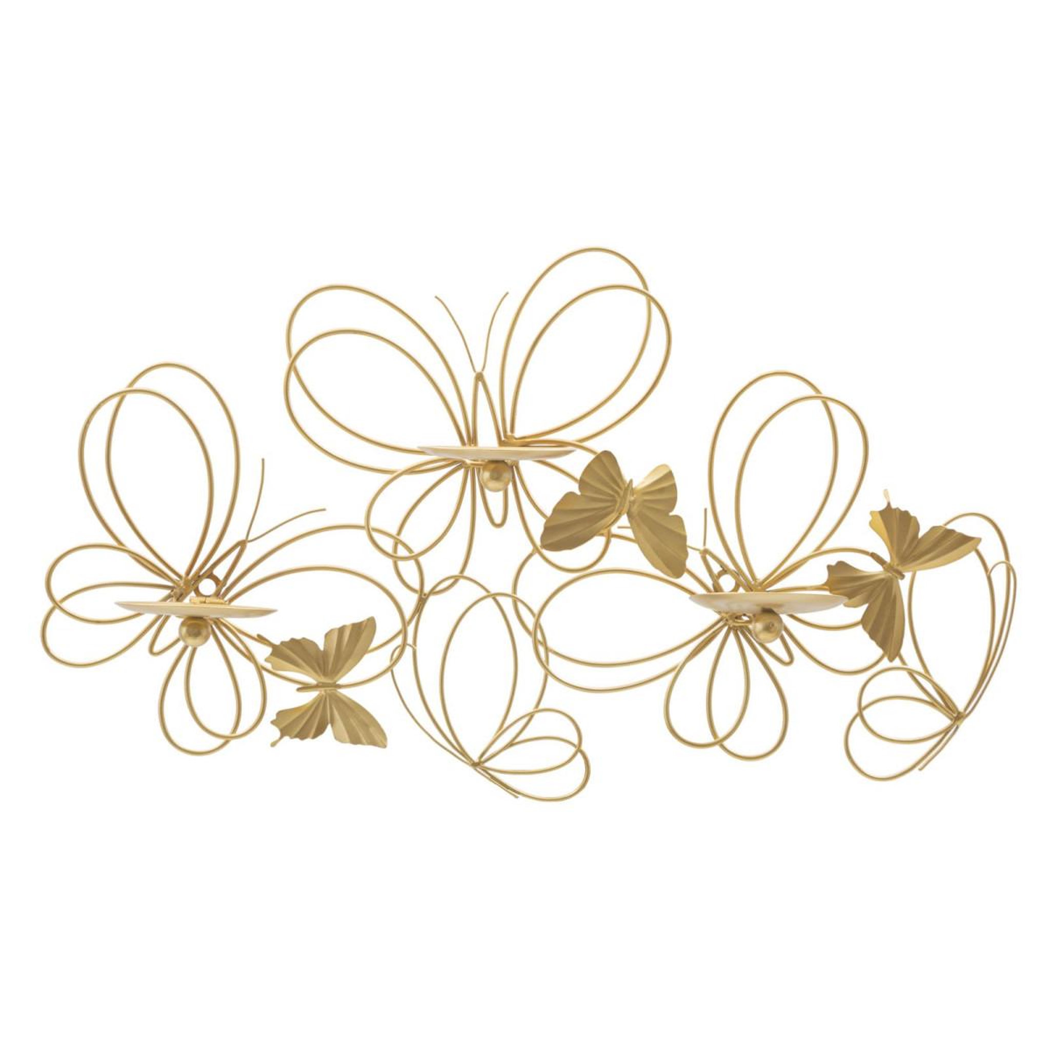 Paris Prix Bougeoir mural en métal  butterflies  61cm or