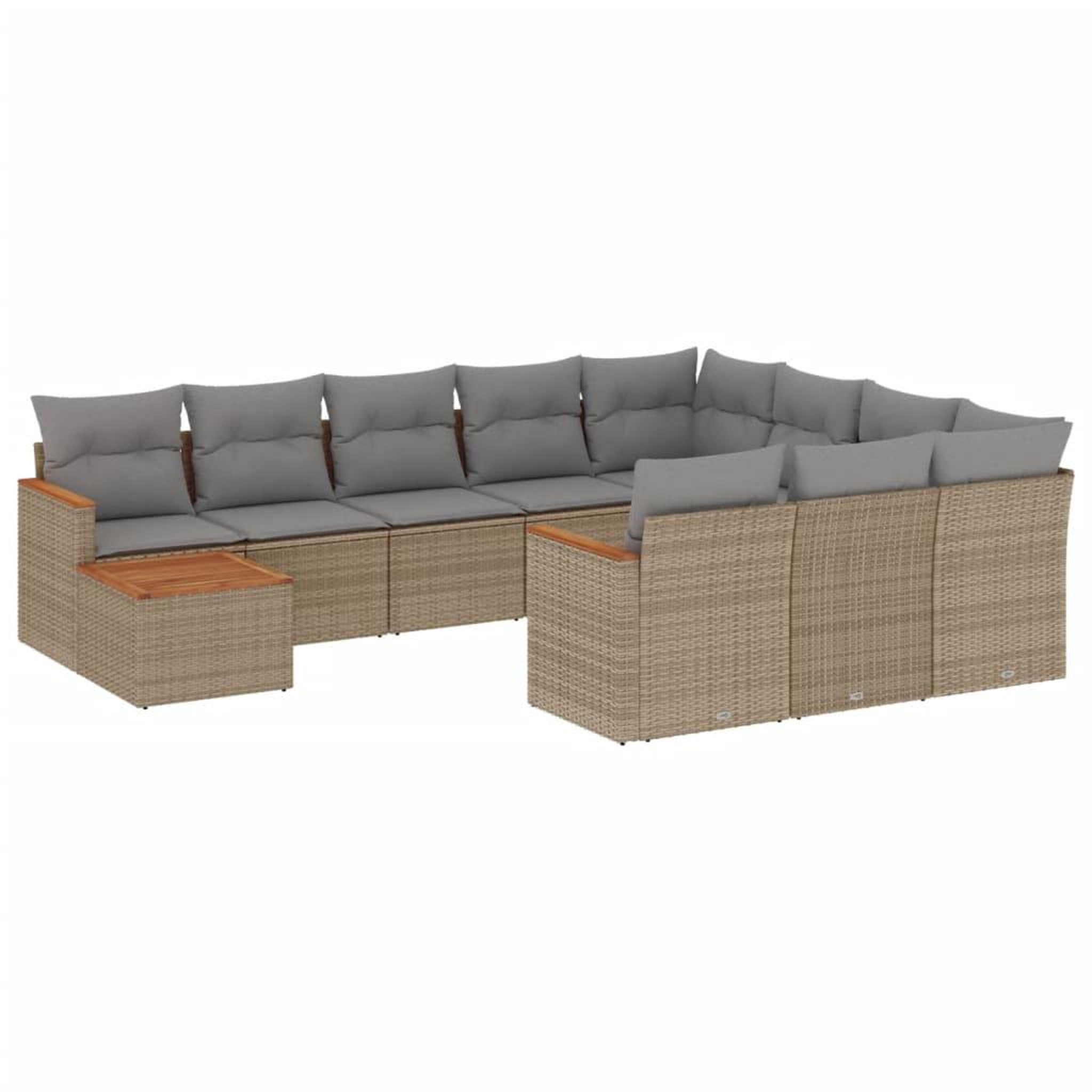 Voir la diapositive 2 : VIDAXL Salon de jardin 11 pcs avec coussins beige resine tressee