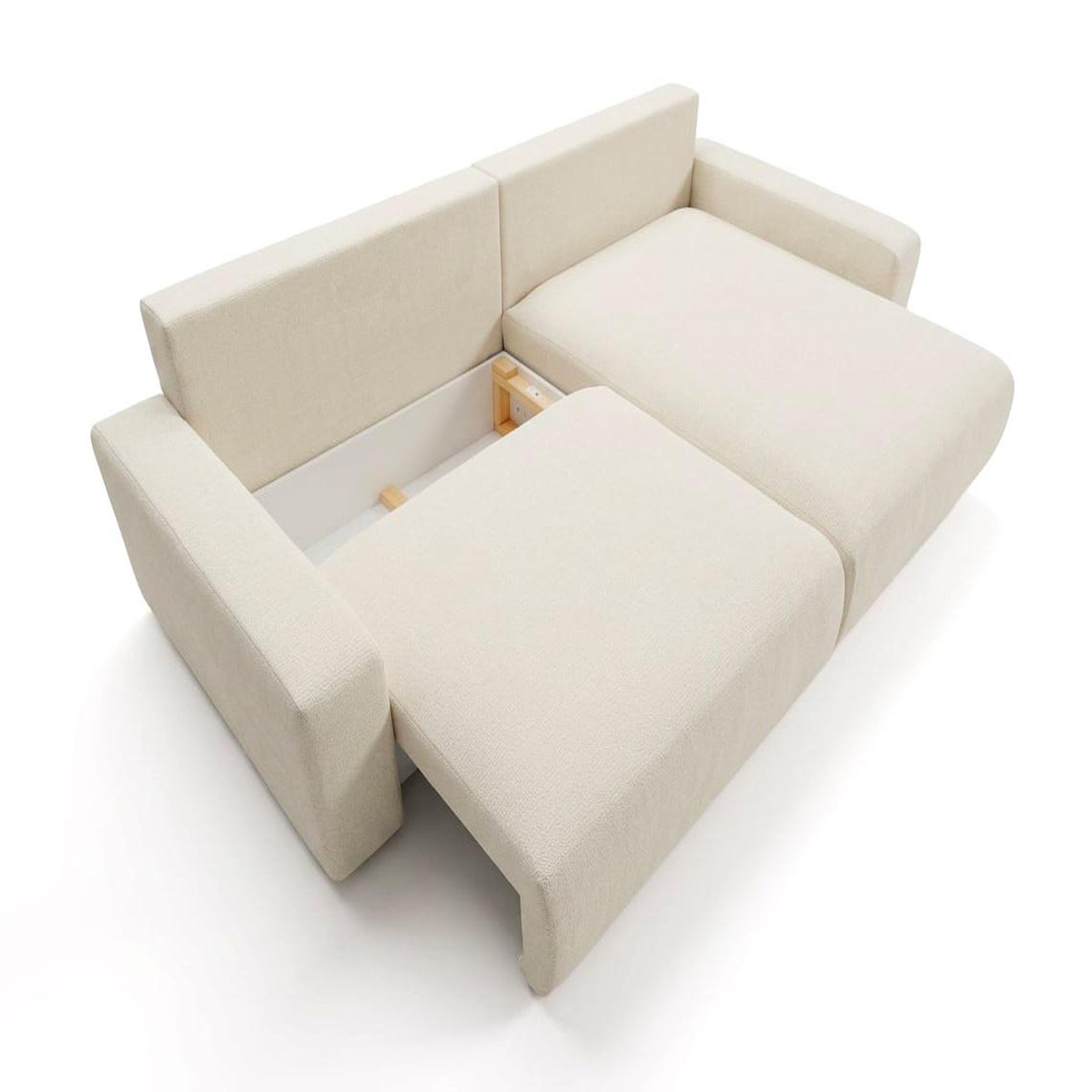 Voir la diapositive 4 : BEST MOBILIER Mini pivoine - canapé d'angle réversible 4 places convertible avec coffre en velours texturé