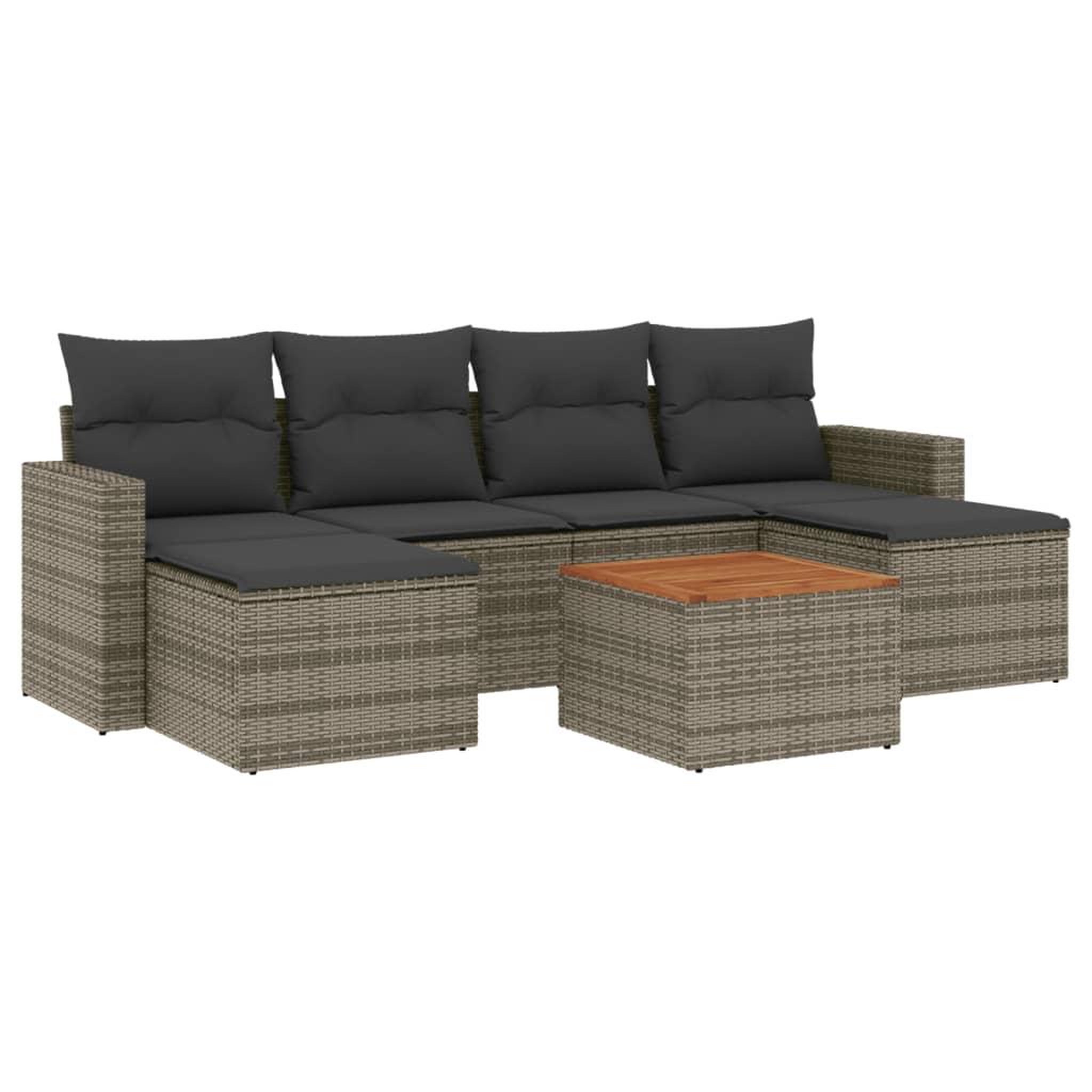 Voir la diapositive 2 : VIDAXL Salon de jardin avec coussins 7 pcs gris resine tressee