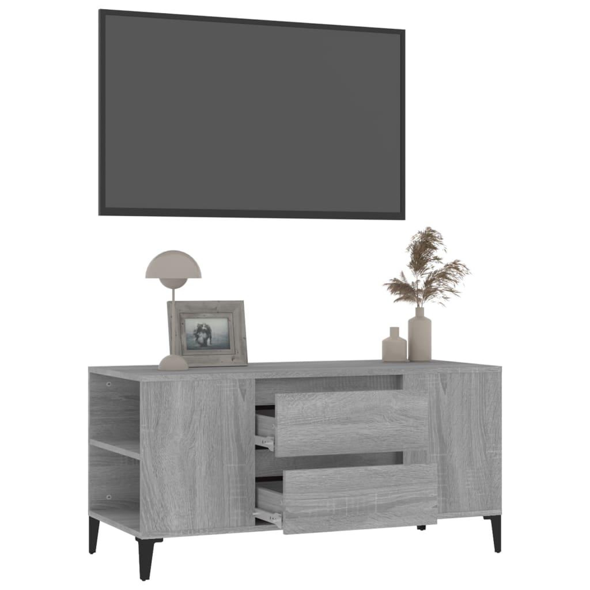 Voir la diapositive 5 : VIDAXL Meuble TV Sonoma gris 102x44,5x50 cm Bois d'ingenierie