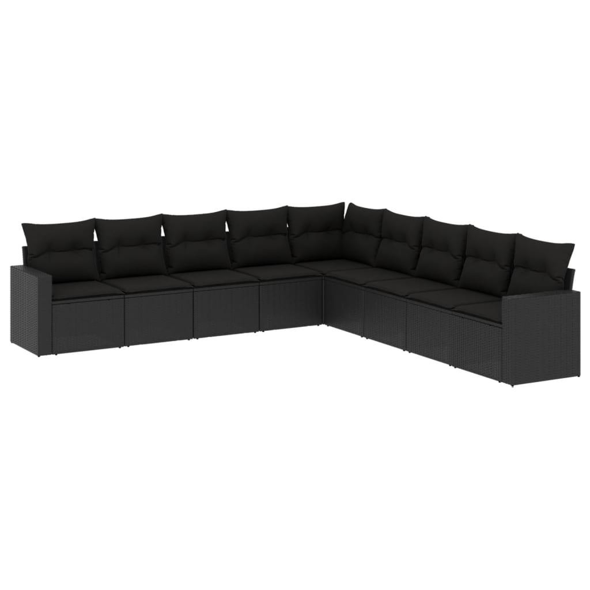 Voir la diapositive 2 : VIDAXL Salon de jardin 9 pcs avec coussins noir resine tressee