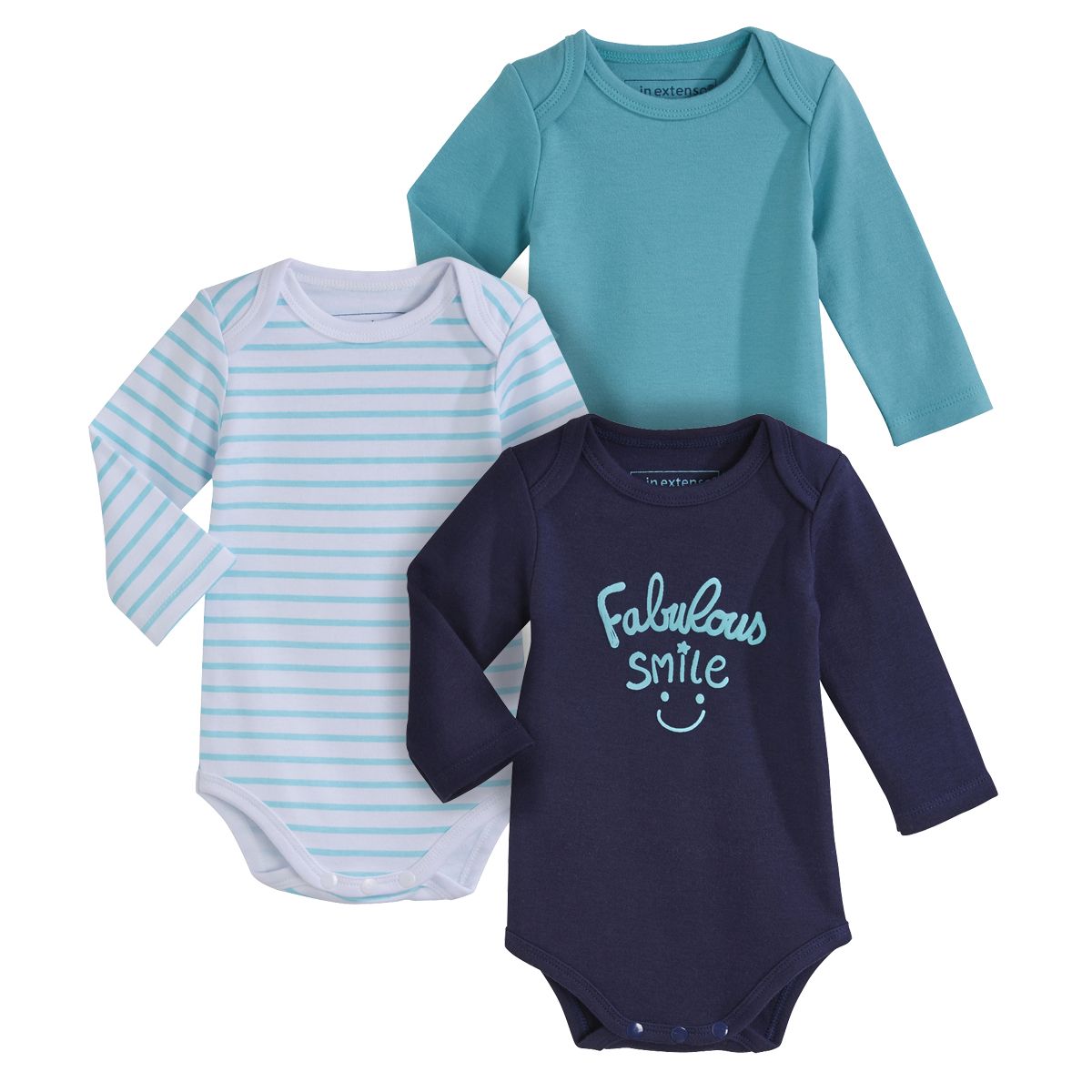 INEXTENSO Lot de 3 bodies manches longues bébé garçon