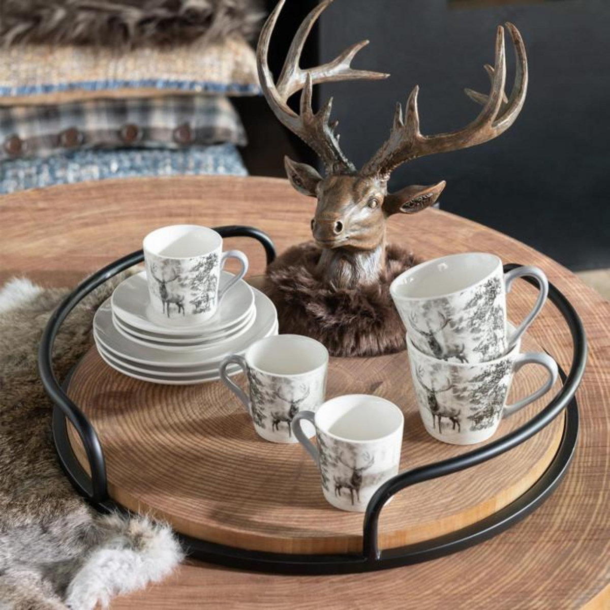 Paris Prix Lot de 2 Plateaux Ronds  Mia  50cm Naturel