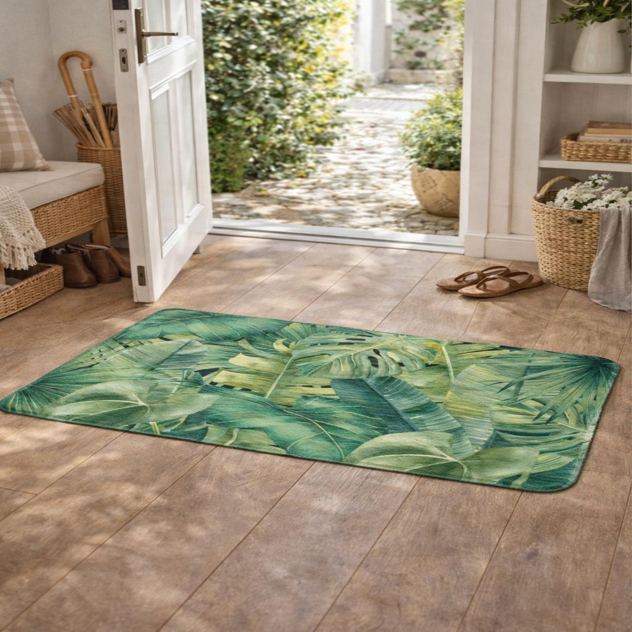 Voir la diapositive 3 : Eden Tapis décoratif motif feuillage 45 x 75 cm