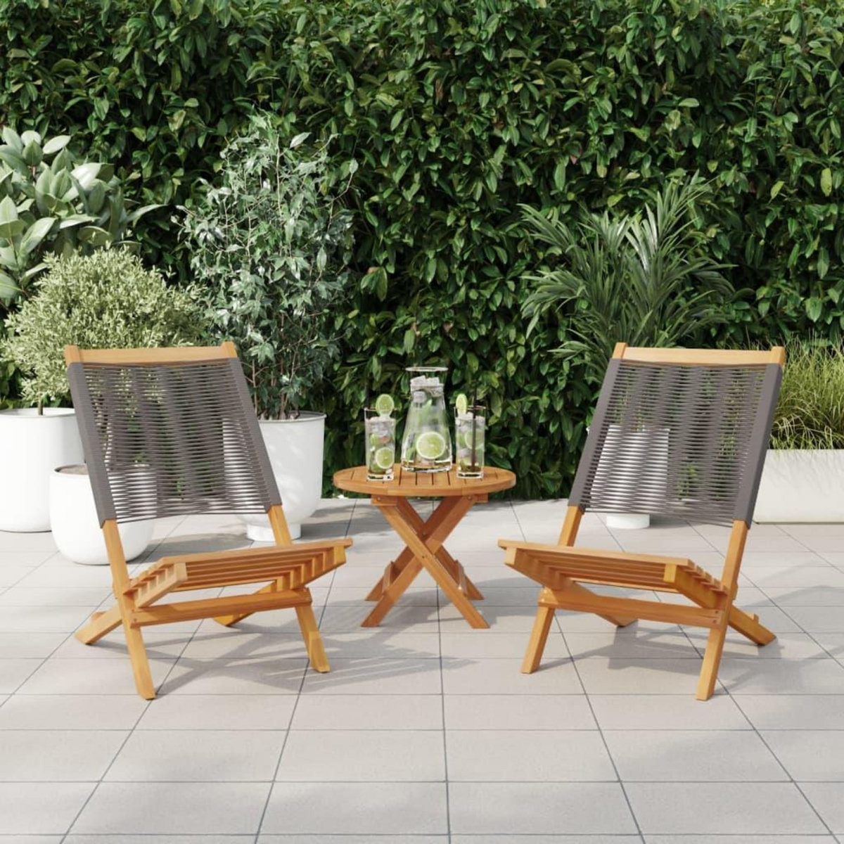 VIDAXL Chaises de jardin lot de 2 gris bois d'acacia et polypropylene