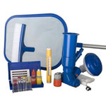 GRE GRE - Kit de nettoyage piscine 7 pieces - trousse d'analyse, 1 brosse, 1 épuisette, 1 manche, 1 thermometre, 1 doseur et 1 Jet