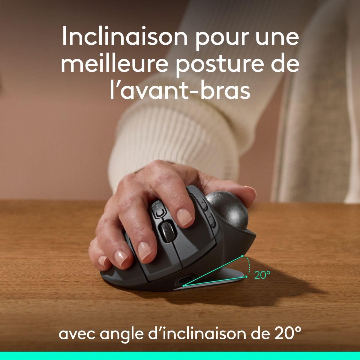 Logitech Souris sans fil rechargeable MX Ergo S