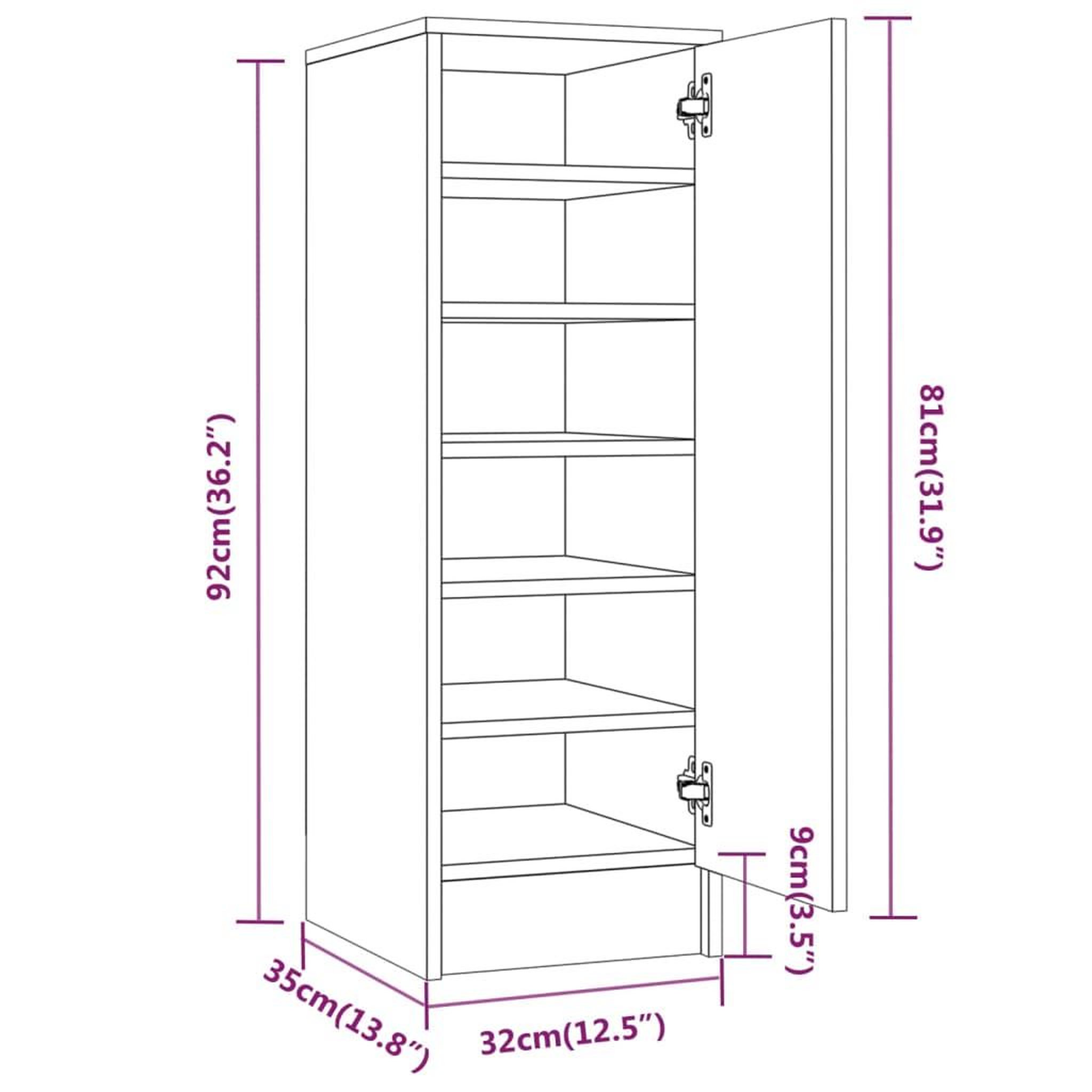 Voir la diapositive 6 : VIDAXL Meuble a chaussures Chene marron 32x35x92 cm Bois d'ingenierie