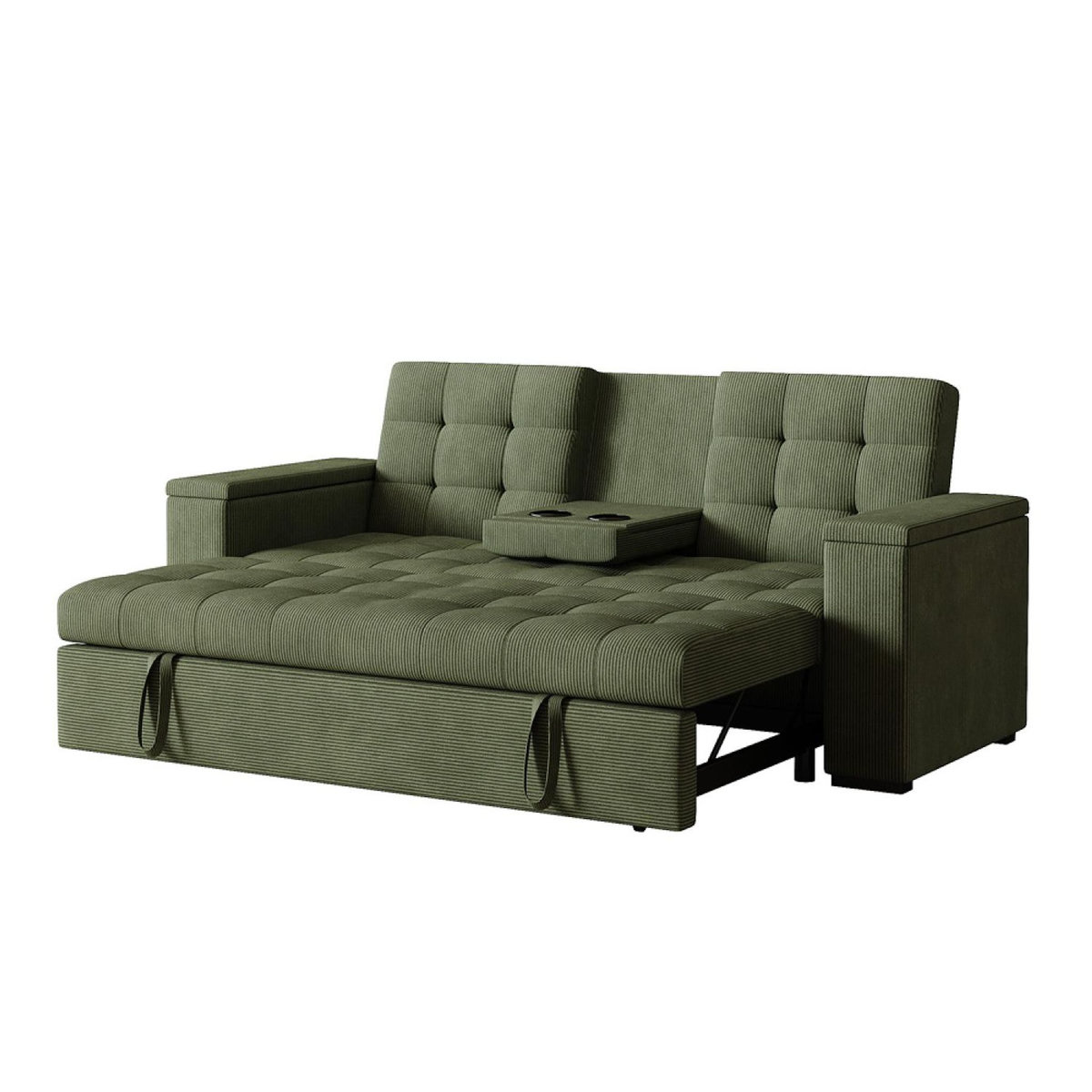 CONCEPT USINE Canapé 3 places convertible vert velours côtelé NOHO