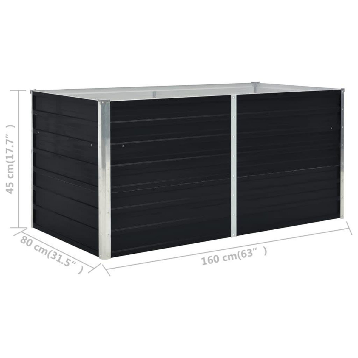 VIDAXL Jardiniere 160 x 80 x 45 cm Acier galvanise Anthracite