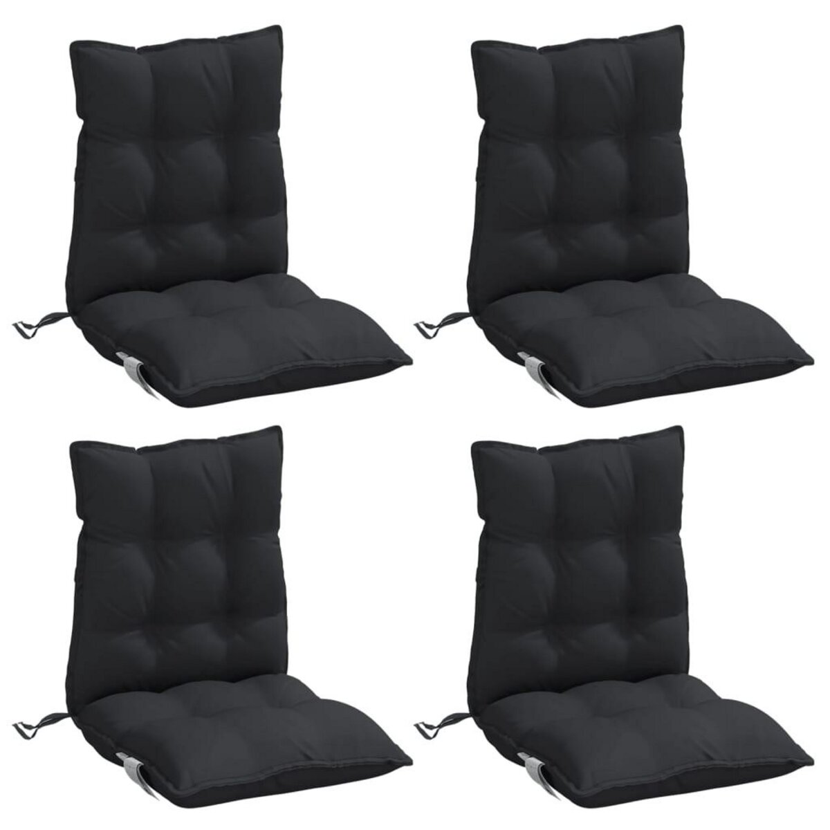 VIDAXL Coussins de chaise a dossier bas lot de 4 noir tissu oxford