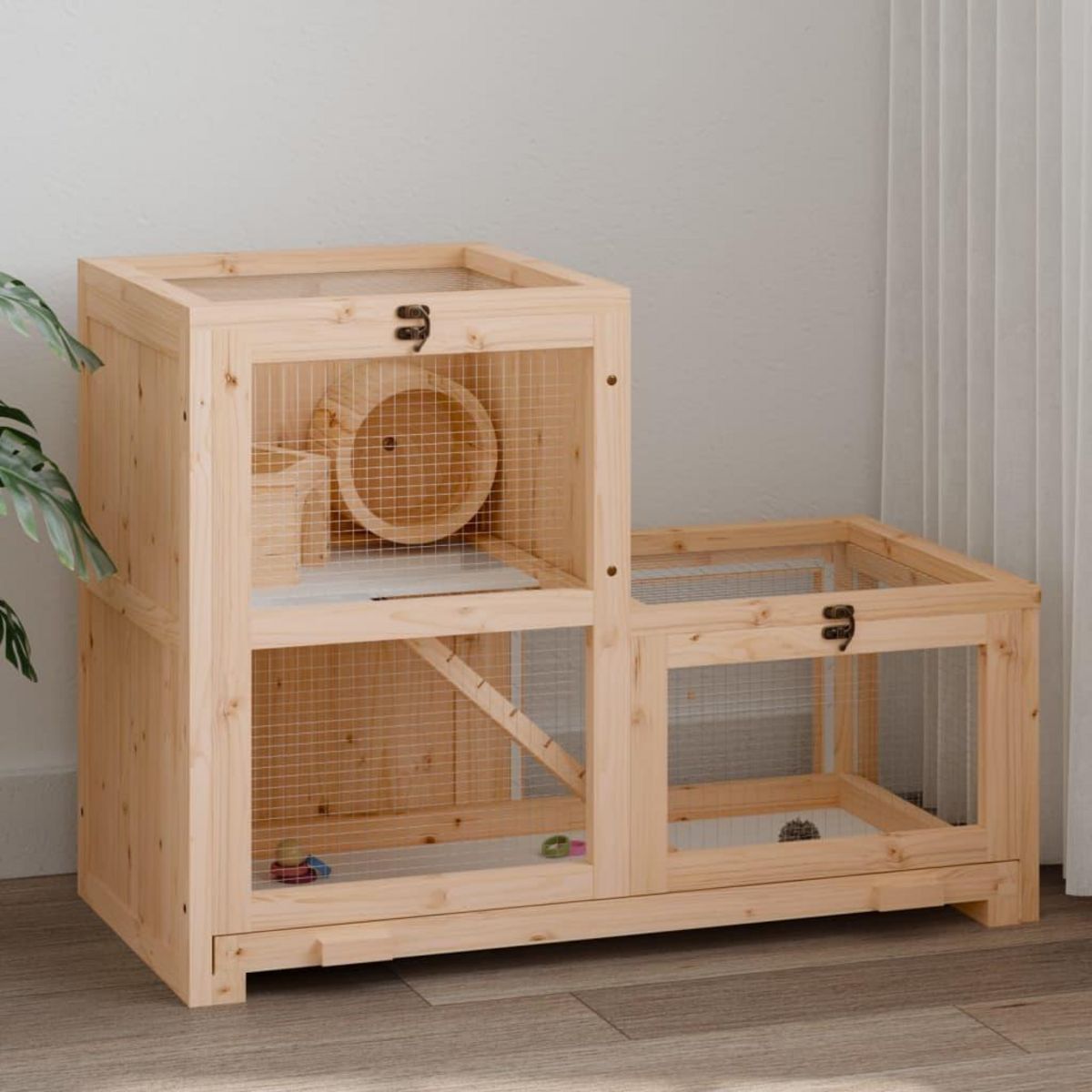 VIDAXL Cage a hamster 81x40x60 cm bois massif de sapin