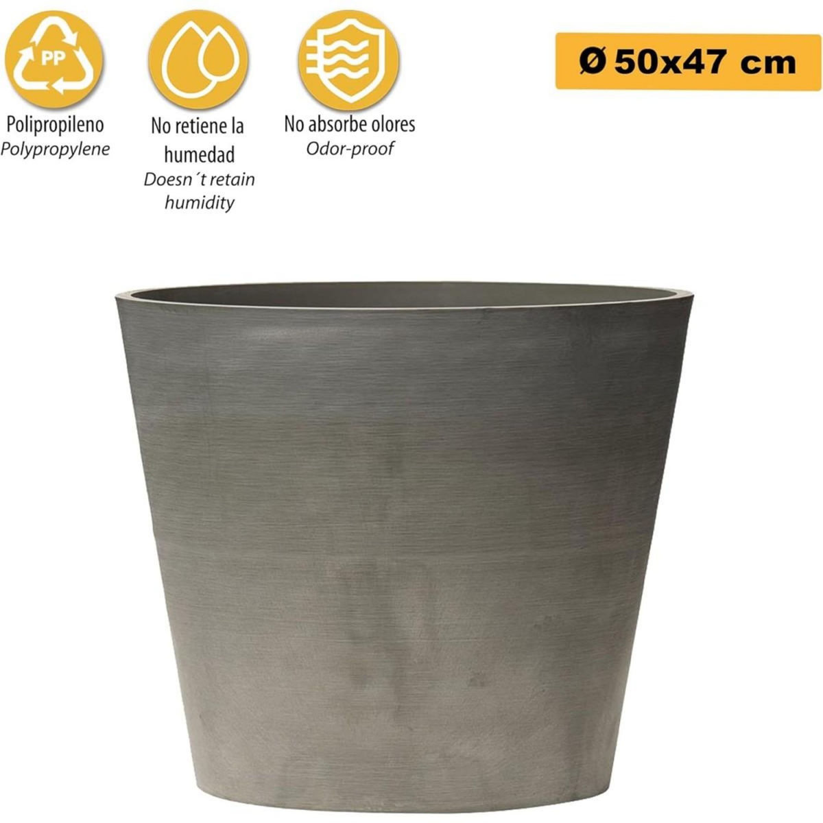 ART PLAST Pot de Fleur Gris 70L Ø50cm H47cm - Jardinière Extérieure Balcon Terrasse Jardin ARTPLAST