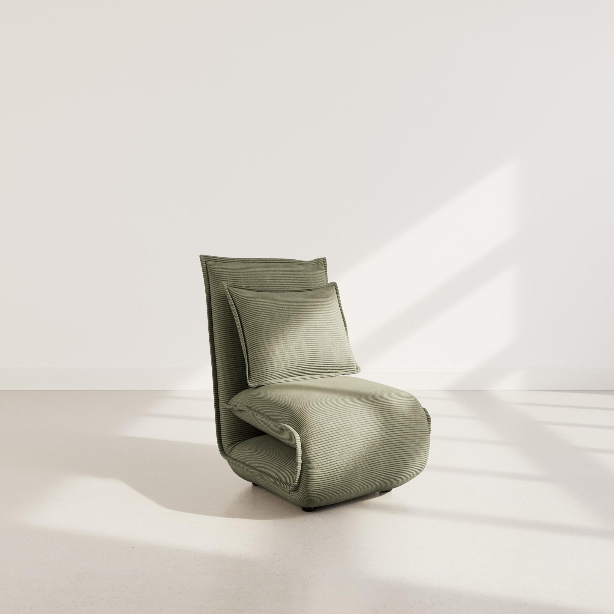 BEST MOBILIER Candice - banquette 1 place convertible clic-clac en velours côtelé. Coloris disponibles : Orange, Gris, Beige, Vert, Bleu