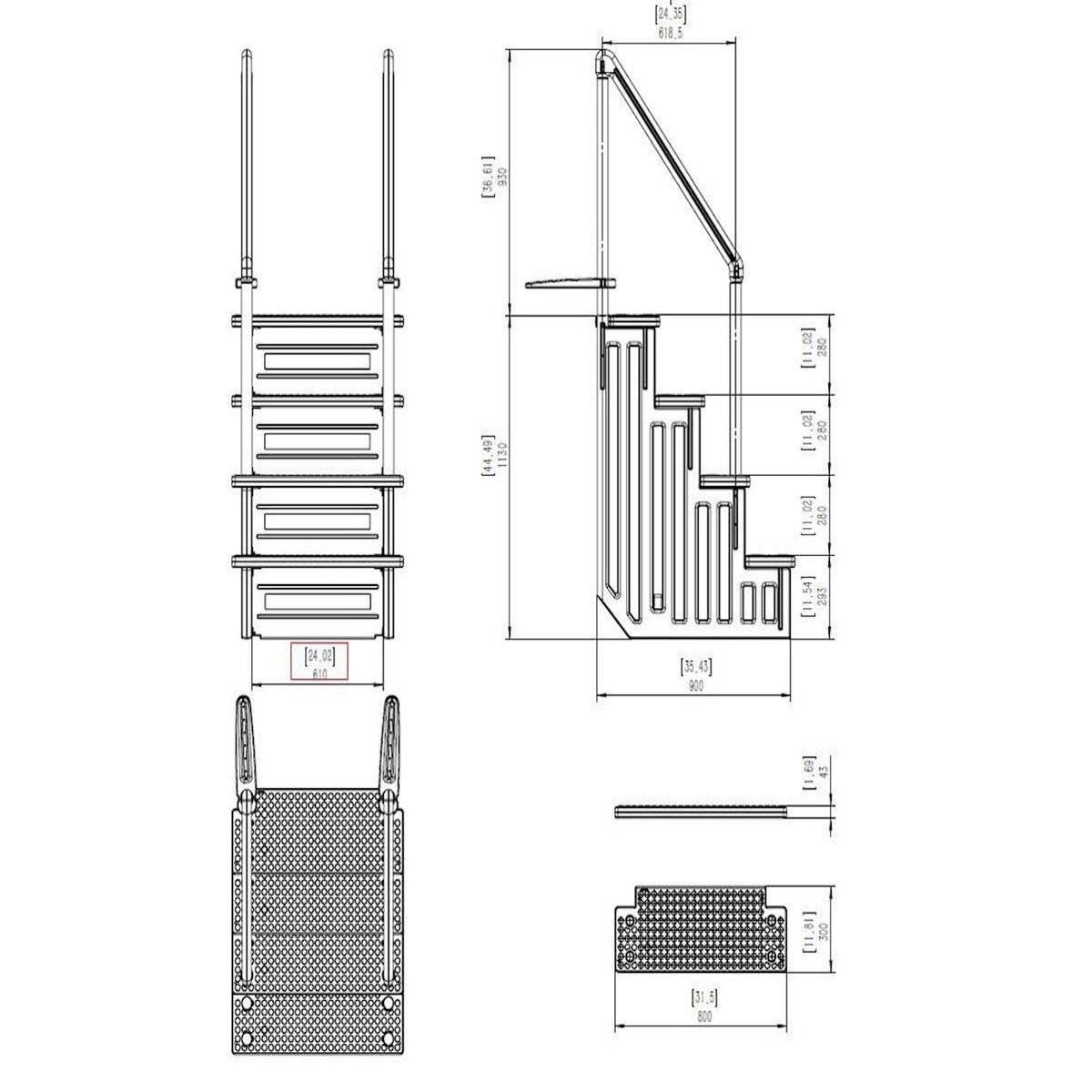 Habitat et Jardin Escalier simple pour piscine en plastique