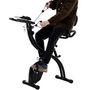 Voir la diapositive 2 : HOMCOM Vélo d'appartement pliant 8 niveaux de résistance magnétique dossier selle réglable poignées ergonomiques écran LCD multifonction suspensions support tablette acier noir