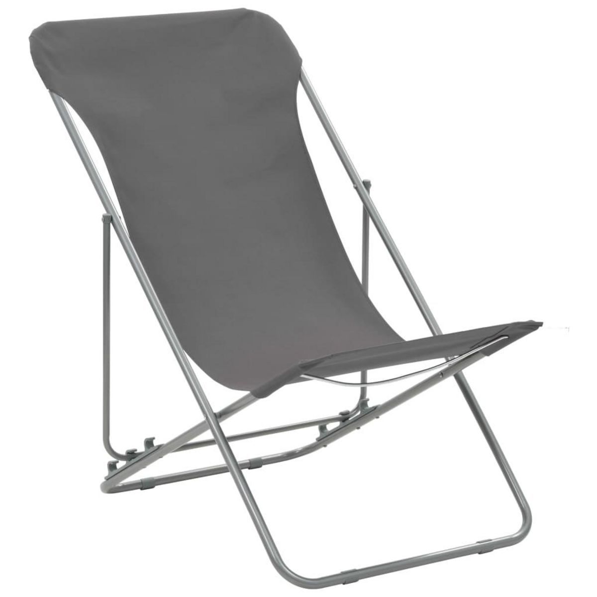 VIDAXL Chaises de plage pliables lot de 2 Acier et tissu oxford Gris