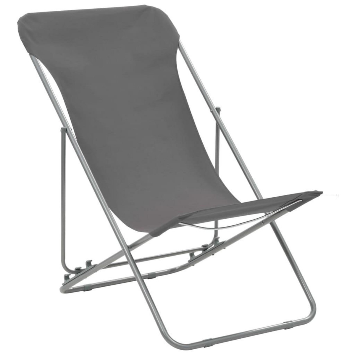 VIDAXL Chaises de plage pliables lot de 2 Acier et tissu oxford Gris