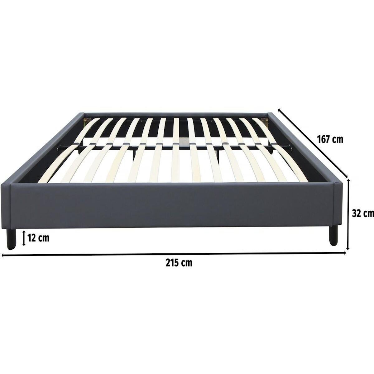 Habitat et Jardin Sommier  Andy  - 160 x 200 cm - PVC - Gris anthracite