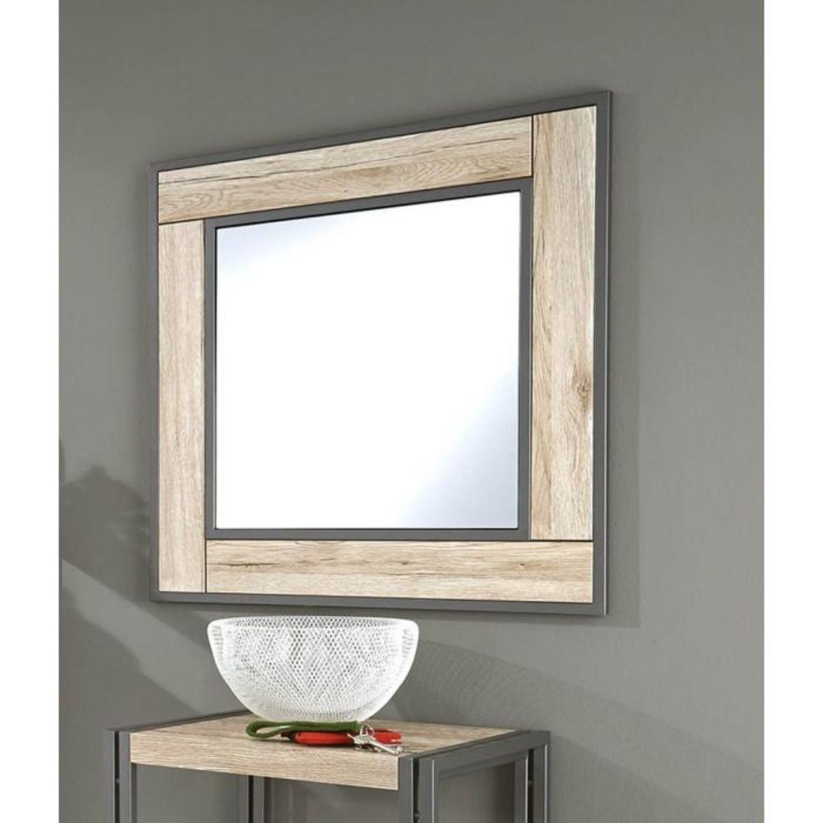 Paris Prix Miroir Mural  Anabelle  70cm Chêne & Gris