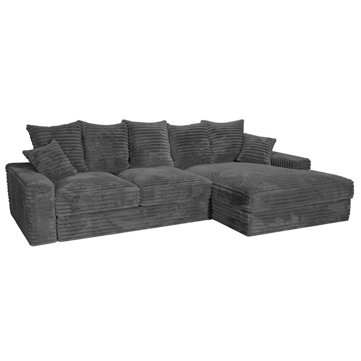 LISA DESIGN Andy - canapé d'angle droit 5 places en fausse fourrure côtelée