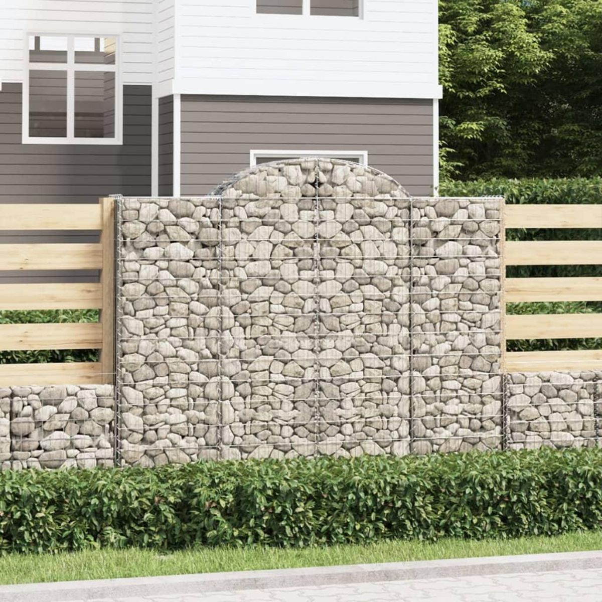 VIDAXL Paniers a gabions arques 3 pcs 200x50x160/180 cm Fer galvanise