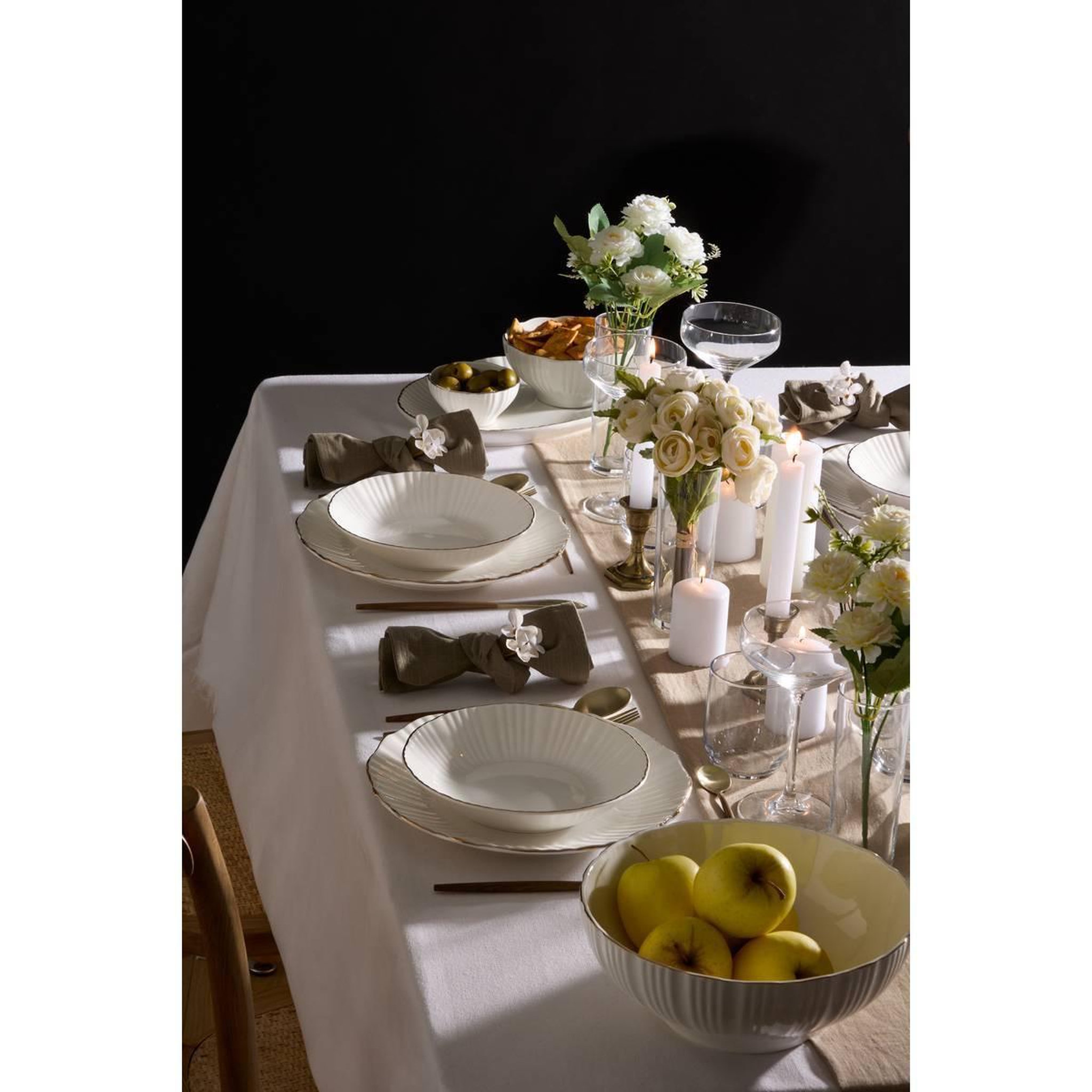 Voir la diapositive 2 : SECRET DE GOURMET Plat de Présentation en Porcelaine  Daphné  31cm Blanc