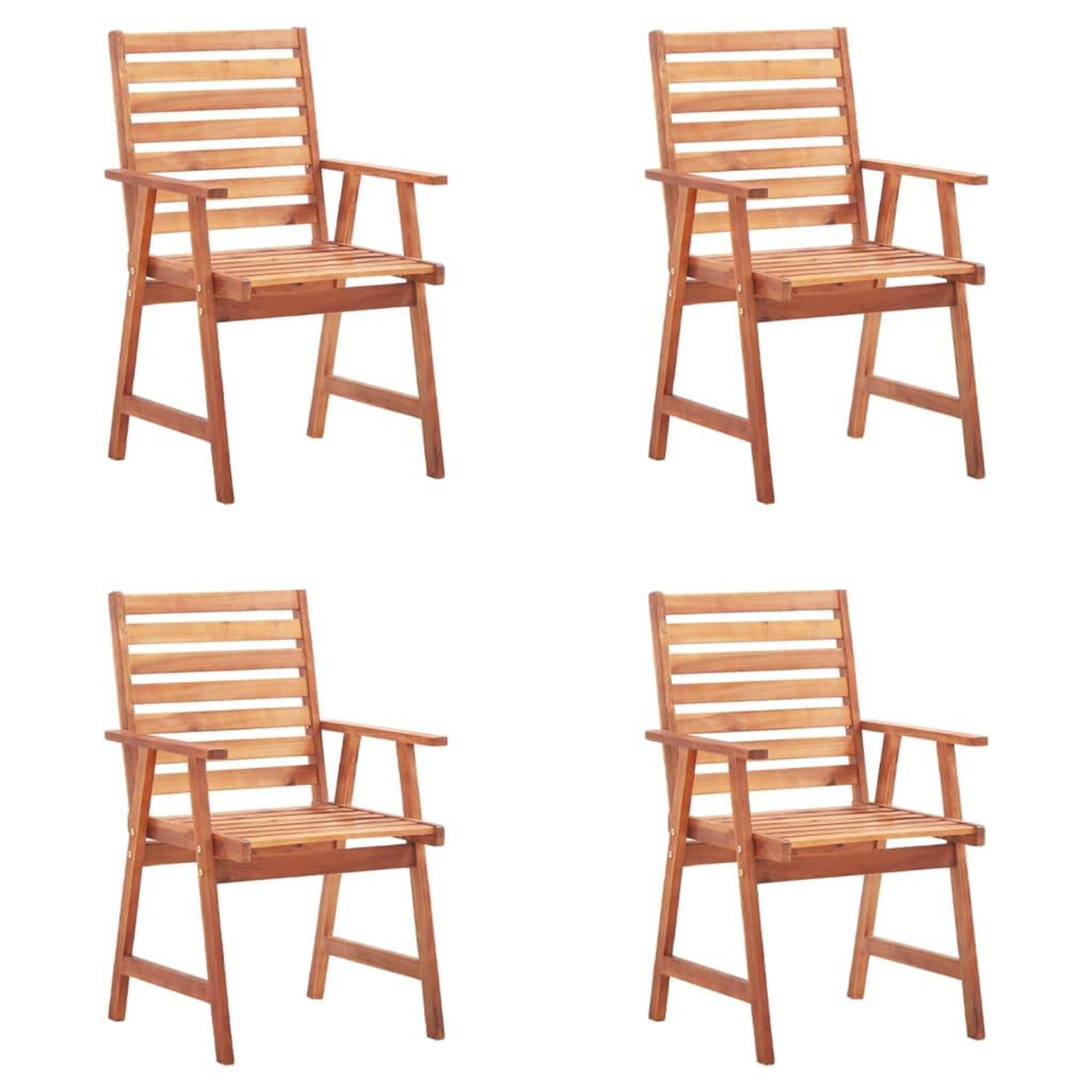 Voir la diapositive 2 : VIDAXL Chaises a manger d'exterieur lot de 4 et coussins Acacia massif