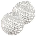 FEERIC LIGHT & CHRISTMAS Lot de 2 sets de table boule de Noël. Coloris disponibles : Gris